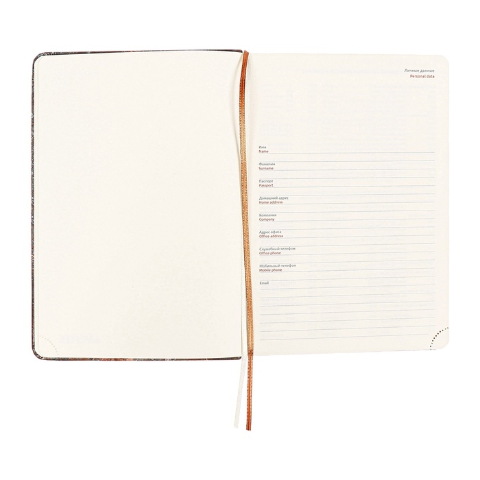 Ежедневник недатированный A5 136 листов, кожзам deVENTE. Marble, твердая обложка с поролоном, перфорация, ляссе, блок 70, коричневый