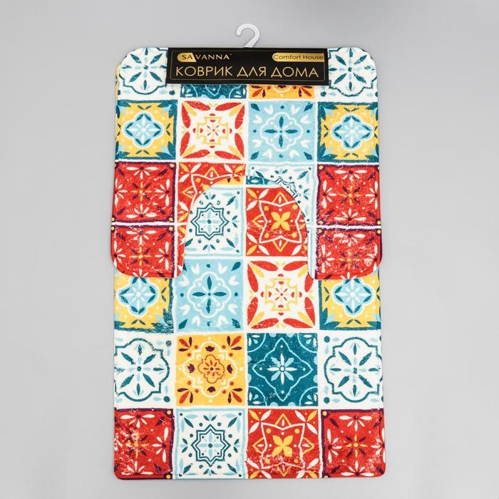 Набор ковриков для ванной и туалета SAVANNA &laquo;Мозаика&raquo;, 2 шт, 50&times;80 см, 40&times;50 см
