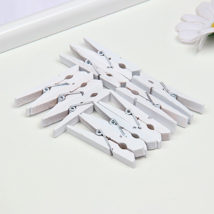 Прищепки дерево, 45 мм, (набор 10 шт.) белый Прищепки дерево, 45 мм, (набор 10 шт.) белый