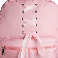 Рюкзак школьный текстильный с лентами, 38х29х11 см, цвет розовый, отдел на молнии