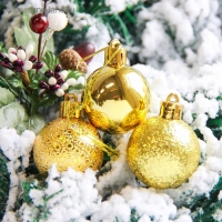 Набор шаров пластик d-4 см, 12 шт "Анданте" золото