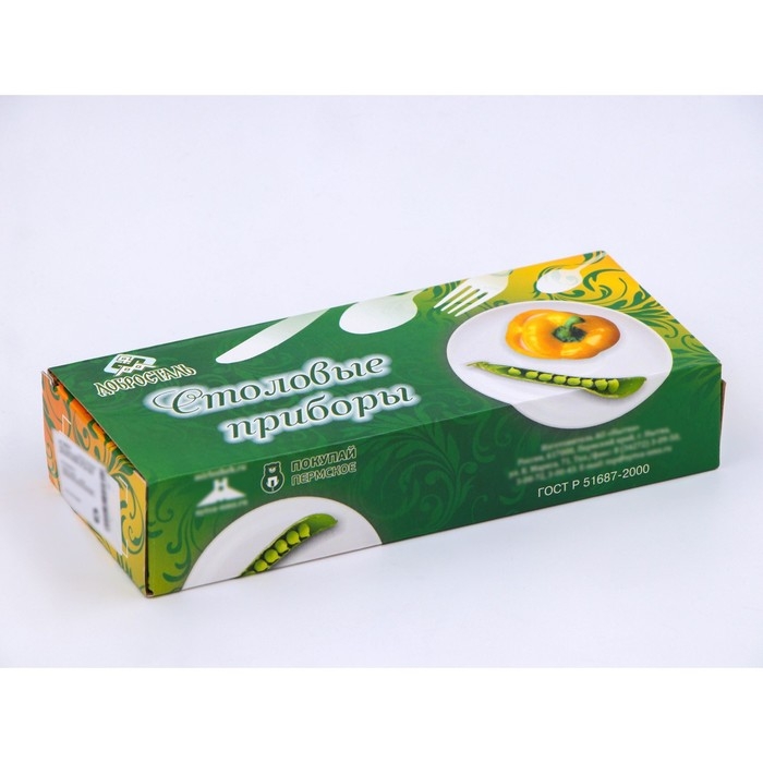 Набор столовый «Уралочка», 24 предмета, толщина 2 мм, с декоративным напылением, картонная коробка, цвет золотой Набор столовый «Уралочка», 24 предмета, толщина 2 мм, с декоративным напылением, картонная коробка, цвет золотой