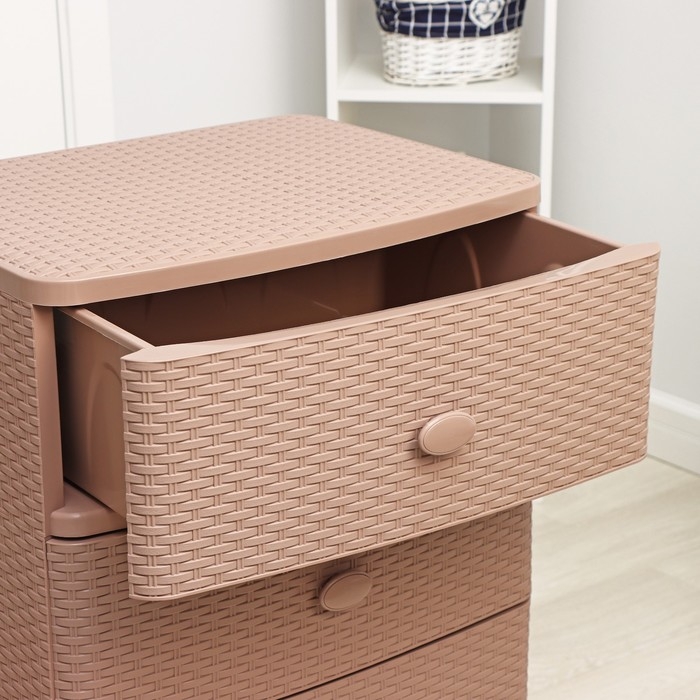 Комод 4-х секционный &laquo;Плетёнка&raquo;, цвет какао