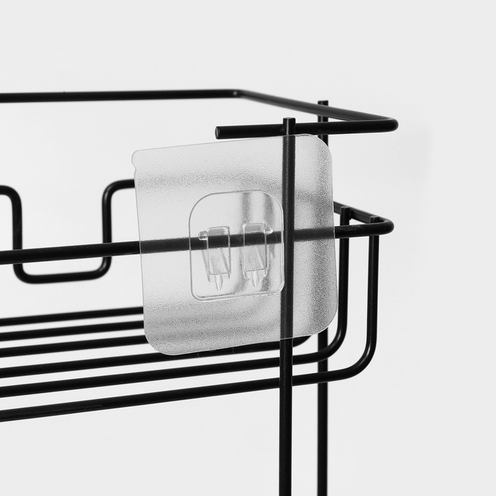 Полка прямоугольная 3-х ярусная, 12,5×66×29,5 см, цвет черный Полка прямоугольная 3-х ярусная, 12,5×66×29,5 см, цвет черный