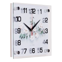 Часы настенные, интерьерные "Веточки хлопка" , бесшумные, 25 х 25 см