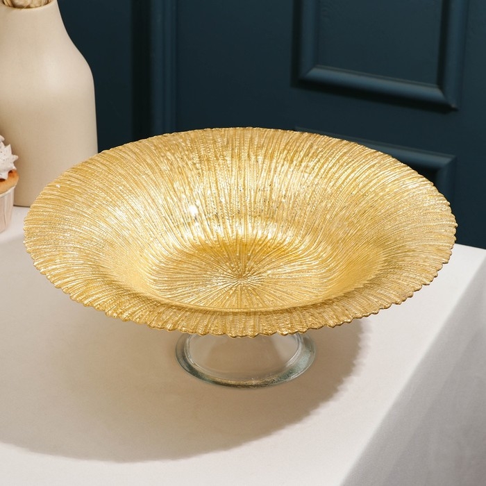 Блюдо сервировочное на ножке «Лунное сияние», d=30 см, цвет золотой Блюдо сервировочное на ножке «Лунное сияние», d=30 см, цвет золотой