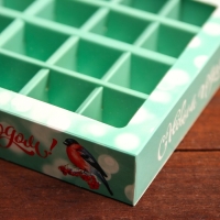 Новый год. Упаковка для конфет 16 шт &laquo;Снегирь на рябине&raquo;, 17,7 х 17,7 х 3,8 см