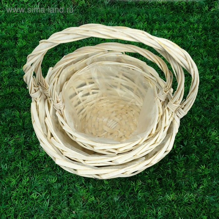 Набор корзин &laquo;Плетёнка&raquo;, 3 шт, 30,5&times;13/34,5 см, 25&times;11/31 см, 20&times;9/25 см, ива