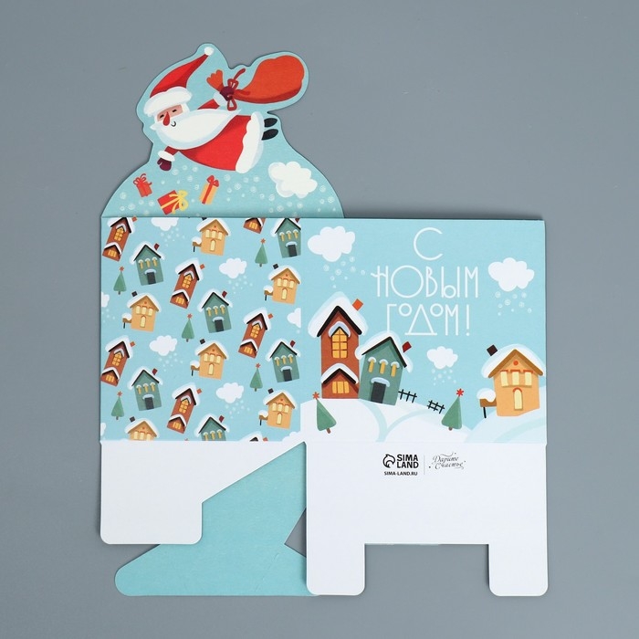 Коробка новогодняя для мини-букетов «С новым годом», 12 х 17 х 10 см, Новый год Коробка новогодняя для мини-букетов «С новым годом», 12 х 17 х 10 см, Новый год