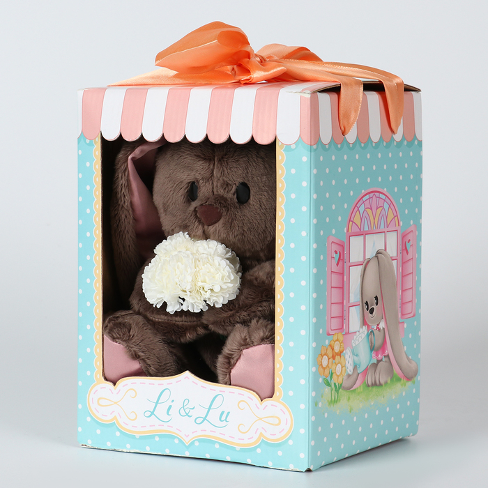 Мягкая игрушка &laquo;Li с белыми цветами&raquo;, заяц, 25 см