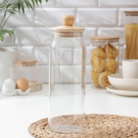 Банка стеклянная для хранения сыпучих продуктов Magistro &laquo;Эко&raquo;, 1,7 л, 10&times;31 см, с деревянной крышкой