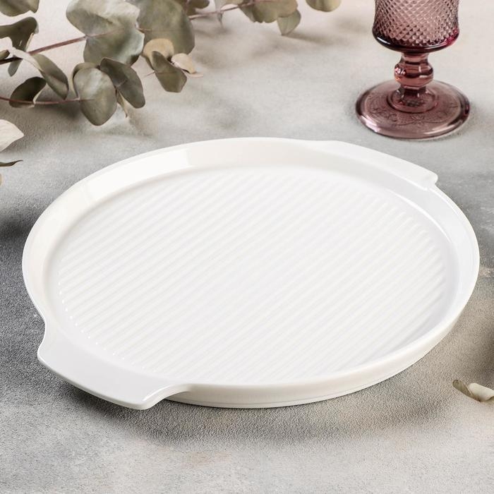 Блюдо фарфоровое для запекания круглое Magistro «Бланш», d=27 см, цвет белый Блюдо фарфоровое для запекания круглое Magistro «Бланш», d=27 см, цвет белый