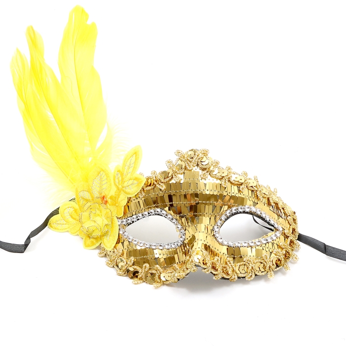 Карнавальная маска &laquo;Леди&raquo;, с пером, цвета МИКС