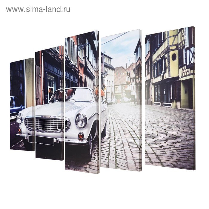 Картина модульная на подрамнике Картина модульная на подрамнике "Белый автомобиль" (2-25х63; 2-25х70; 1-25х80) 125х80см