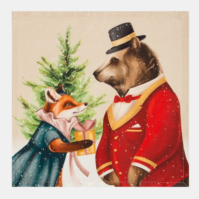 Набор новогодних салфеток Этель &laquo;Noble Christmas&raquo;, 40х40см - 4 шт, хлопок, саржа