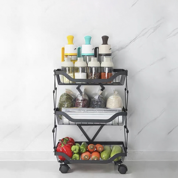 Накопитель складной на колесах, 3 полки, 35,3&times;27,3&times;53,3 см, цвет белый