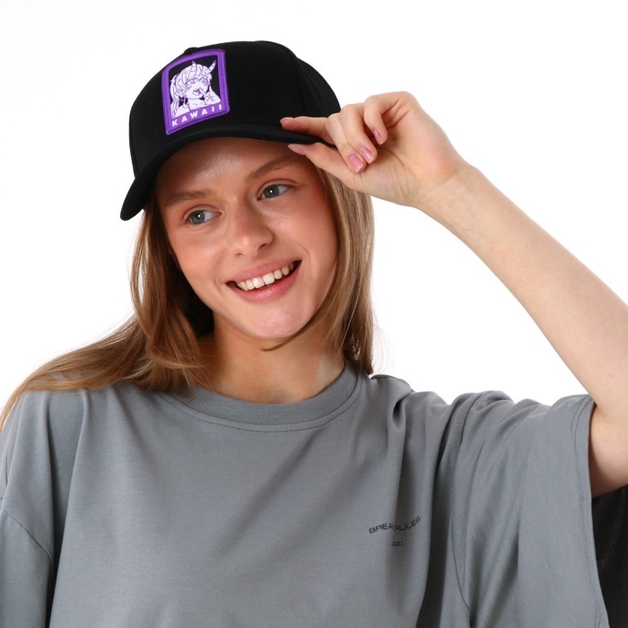 Кепка женская Kawaii, цвет чёрный, р-р 56 Кепка женская Kawaii, цвет чёрный, р-р 56