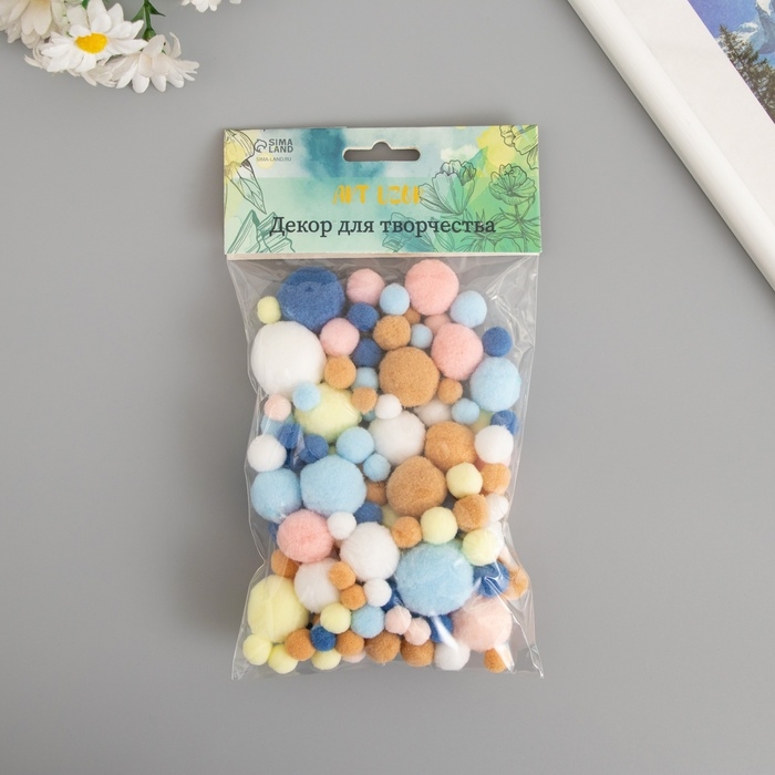 Декор для творчества Декор для творчества "Помпончики. Пастила" d=1-3 см набор 135 шт