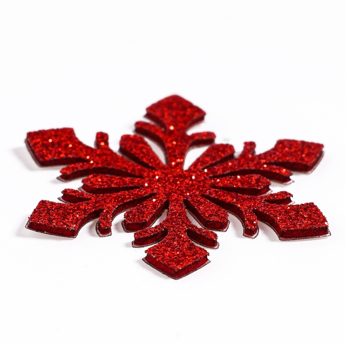 Новый год! Декор &laquo;Снежинки&raquo; на клеевой основе, набор 6 шт., цвет красный