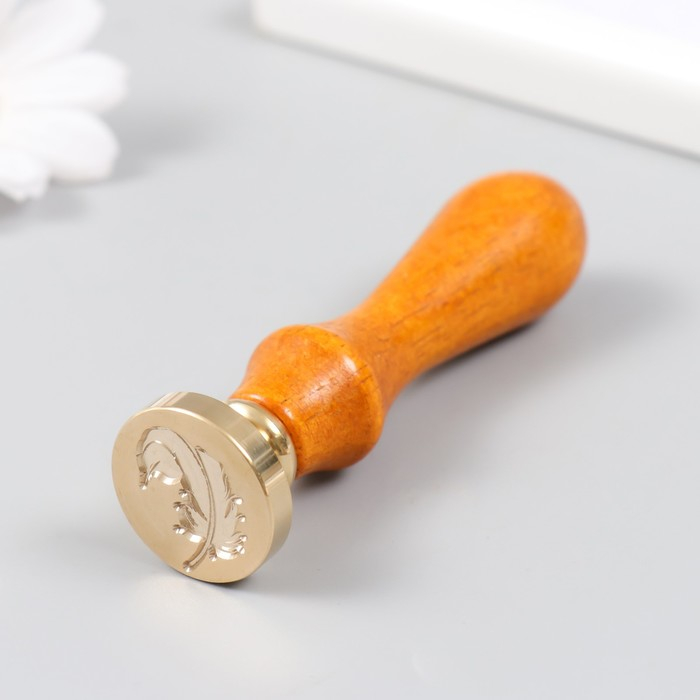 Печать для сургуча с деревянной ручкой Печать для сургуча с деревянной ручкой "Пёрышко" 9х2,5х2,5 см