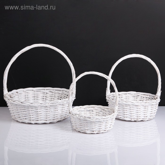 Набор корзин, 3 шт, 39&times;14/40 см,  30&times;12/35 см, 25&times;10/30 см, белый,  ива
