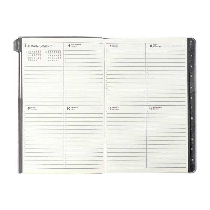 Еженедельник датир 2025г мягк обл иск кож А5 80л ESCALADA, бл тис, кр бл 70 г/м&sup2;, чёрный