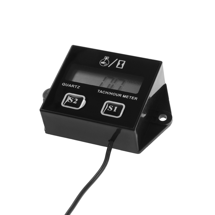 Счетчик моточасов, тахометр, ЖК-дисплей, IP67, черный
