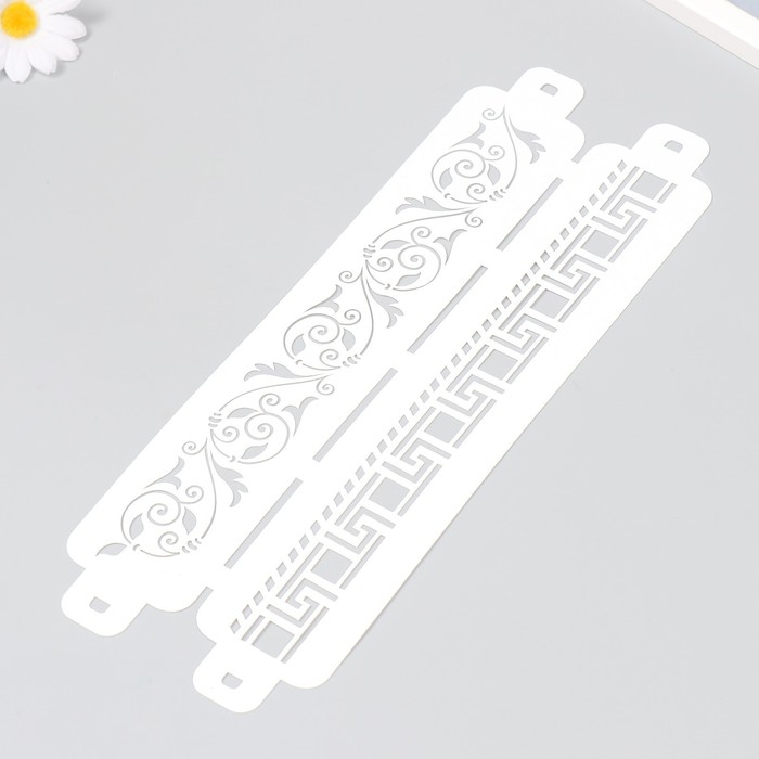 Трафарет бордюрный пластиковый Трафарет бордюрный пластиковый "Узоры" пластик, 11х32 см