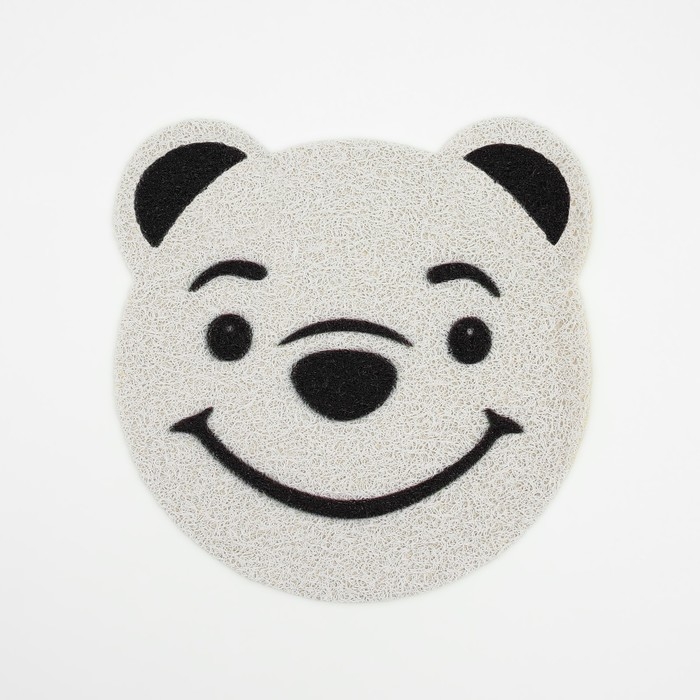 Коврик 2-в-1 под миску/туалет для животных "Мишка", 30 х 30 см, белый