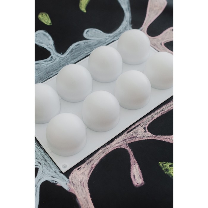 Форма для муссовых десертов и выпечки KONFINETTA &laquo;Шарики&raquo;, 29,7&times;17,4&times;3,7 см, 8 ячеек, цвет белый