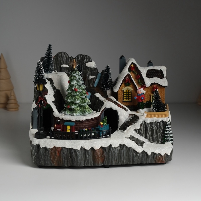 Сувенир пластик световой Сувенир пластик световой "Канун Рождества" крутится 23х15х18 см