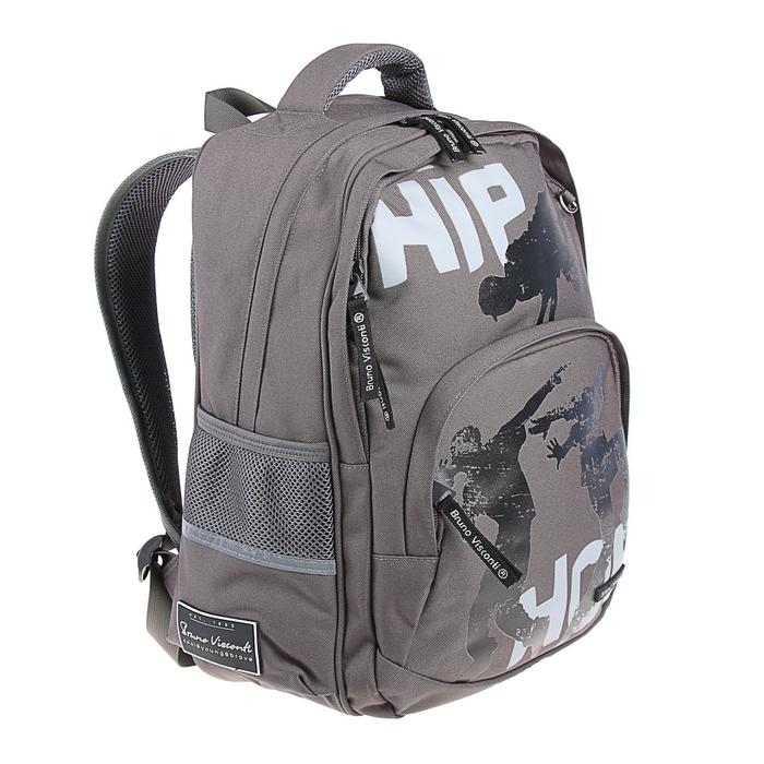 Рюкзак школьный Bruno Visconti, 40 х 30 х 16 см, эргономичная спинка, &laquo;Хип-Хоп&raquo;, тёмно-серый