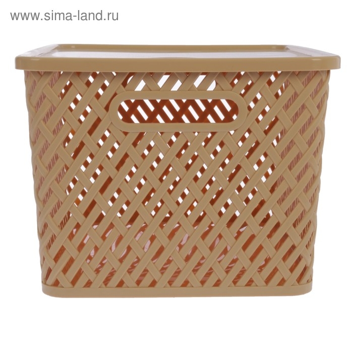 Корзина для хранения с крышкой &laquo;Плетёнка&raquo;, 35&times;29&times;22,5 см, цвет бежевый