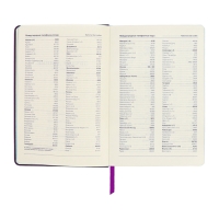 Ежедневник недатированный A5, 140л, клетка, кожзам, на резинке, синий срез, Фиолетовый