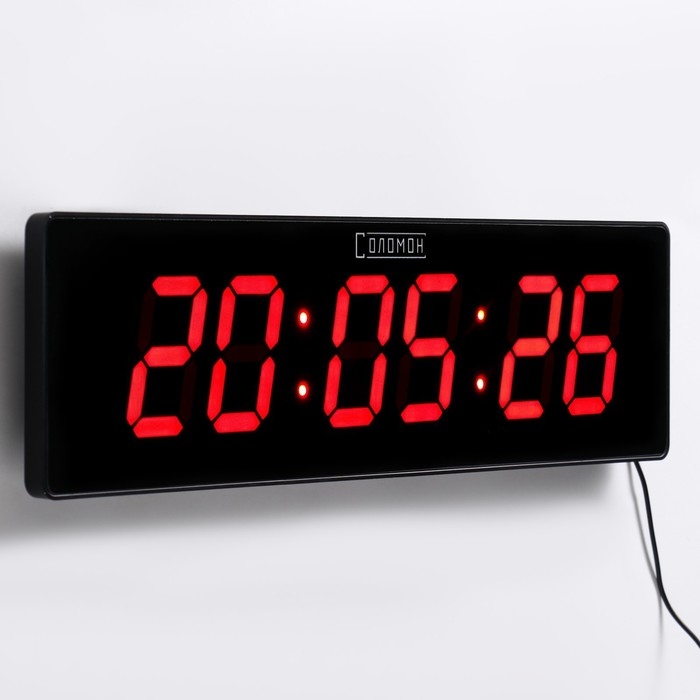 Часы электронные настенные Часы электронные настенные "Соломон", 49 x 13 x 3 см, цифра 7.5 х 4.3 см, красная индикация