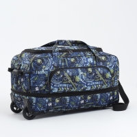 Сумка дорожная на колёсах, отдел на молнии, с увеличением, наружный карман, длинный ремень, цвет синий Сумка дорожная на колёсах, отдел на молнии, с увеличением, наружный карман, длинный ремень, цвет синий