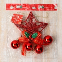 Украшение новогоднее "Уютная сказка" шары узорная звезда, 12х29 см, красный Украшение новогоднее "Уютная сказка" шары узорная звезда, 12х29 см, красный