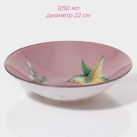 Набор тарелок стеклянных Доляна &laquo;Колибри&raquo;, 19 предметов: 6 десертных тарелок, 6 обеденных тарелок, 6 мисок, салатник