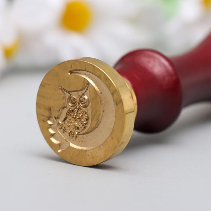 Печать для сургуча с деревянной ручкой Печать для сургуча с деревянной ручкой "Филин на месяце" 9х2,5х2,5 см