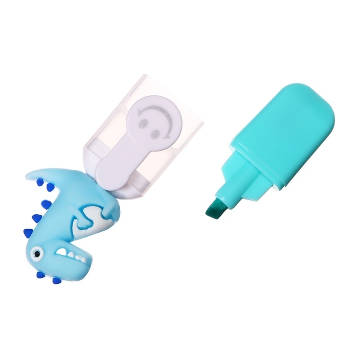 Набор маркеров текстовыделителей 6 штук 6 цветов, в пенале на молнии Дино Набор маркеров текстовыделителей 6 штук 6 цветов, в пенале на молнии Дино