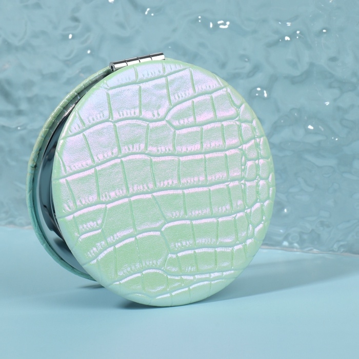 Зеркало складное &laquo;Крокодил&raquo;, d = 7,5 см, цвет жёлтый/зелёный