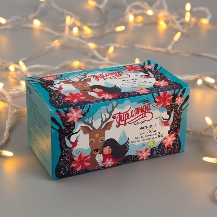 Гирлянда «Нить» 10 м с насадками «Игла», IP20, прозрачная нить, 100 LED, свечение жёлтое, 8 режимов, 220 В Гирлянда «Нить» 10 м с насадками «Игла», IP20, прозрачная нить, 100 LED, свечение жёлтое, 8 режимов, 220 В