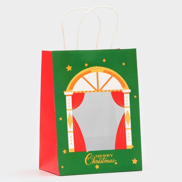 Пакет подарочный новогодний с окном Пакет подарочный новогодний с окном "Театр" 19 х 26 х 13 см.