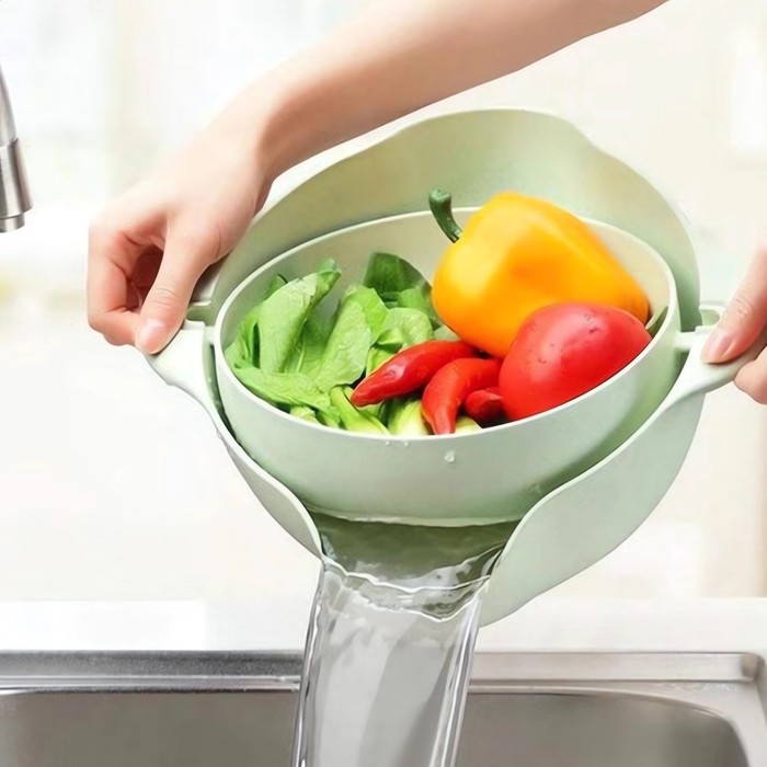 Дуршлаг кухонный с поддоном, 25&times;11,5 см, цвет МИКС