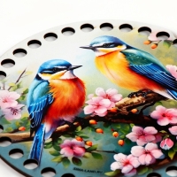 Донышки для вязания 2 в 1 «Птички на яблоне», круг 15 см, хдф 3 мм Донышки для вязания 2 в 1 «Птички на яблоне», круг 15 см, хдф 3 мм