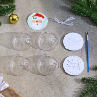 Ёлочное украшение под раскраску &laquo;Дед Мороз&raquo; размер: 8 см; 2 шт., кисть