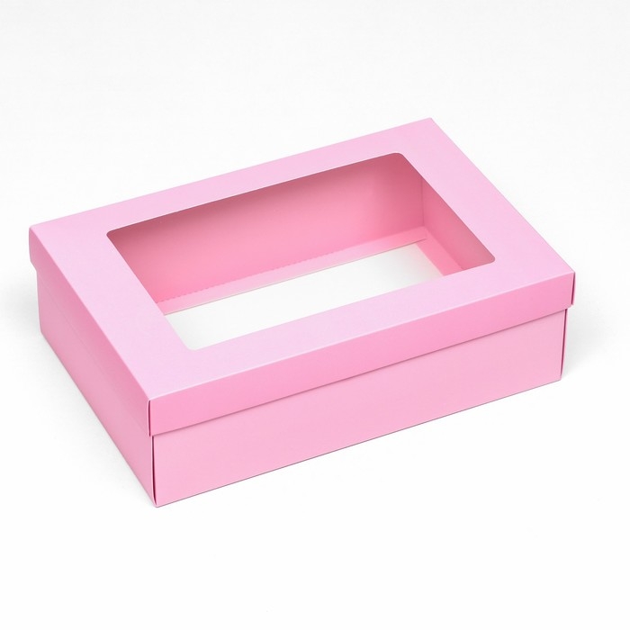 Коробка подарочная складная, упаковка, &laquo;Розовая&raquo;, с окном 30 х 20 х 9 см