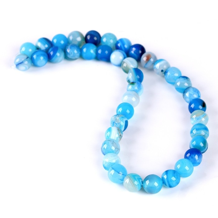 Бусины из натурального камня &laquo;Голубой агат&raquo; набор 36 шт., размер 1 шт. &mdash; 10 мм