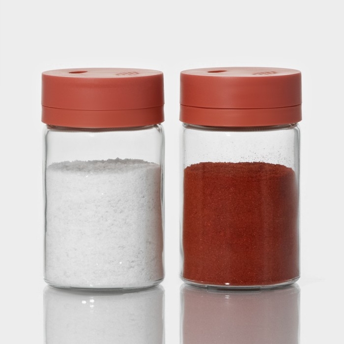 Набор для специй из стекла Доляна &laquo;Коралл&raquo;, 2 предмета: солонка, перечница 6,4&times;11 см