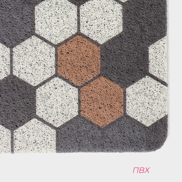 Коврик придверный грязезащитный Доляна &laquo;Соты&raquo;, вырезной, 60&times;90 см